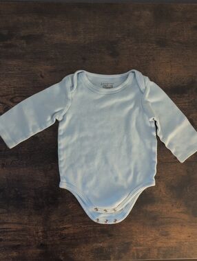5/$25 First Impressions Soft Blue Long-Sleeve Baby Onesie Bodysuit 6-9M